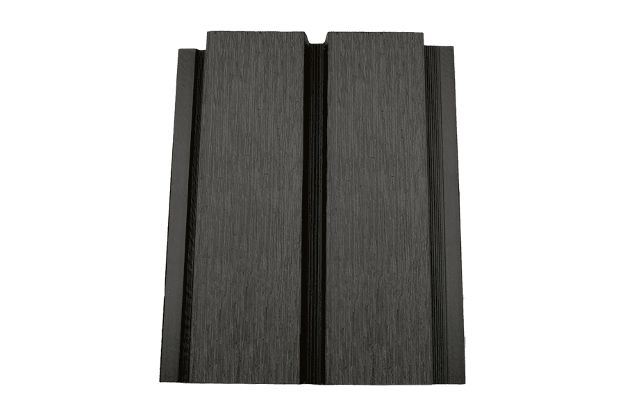 Revêtement de façade en WPC coextrudé, 33 mm (S) x 140 mm (L / largeur de couverture) x 390 cm (longueur), gris foncé, surface : brossé mat (série WE56)
