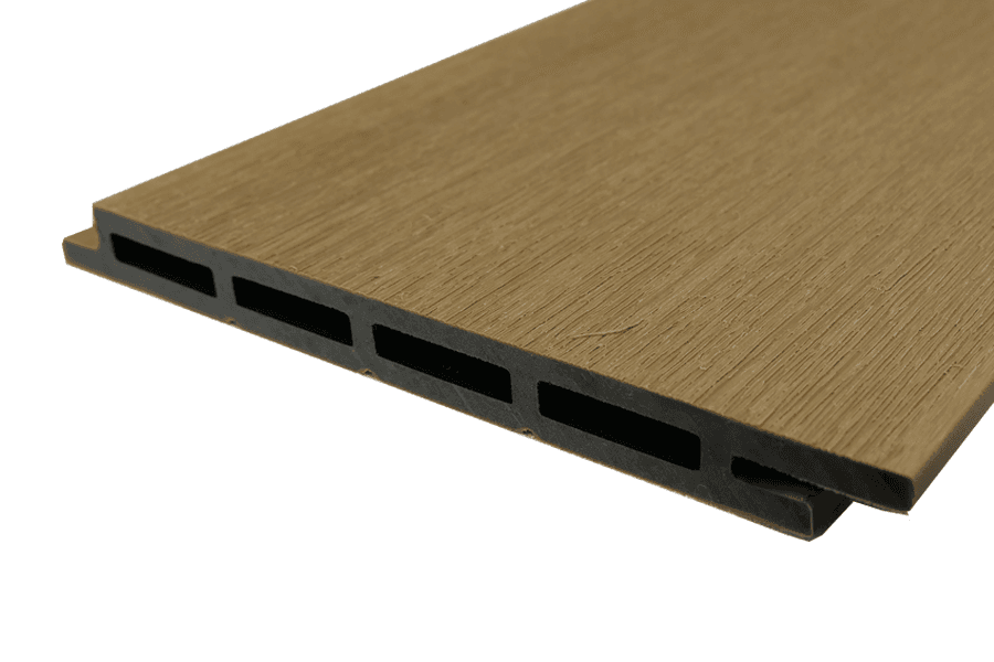 Revêtement de façade en WPC coextrudé, 13 mm (S) x 130 mm (L / largeur de couverture), CEDAR, longueur 2,9 m, surface : brossée mate (série classic)
